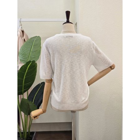 라운드넥 시스루 반팔 가디건