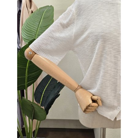 라운드넥 시스루 반팔 가디건