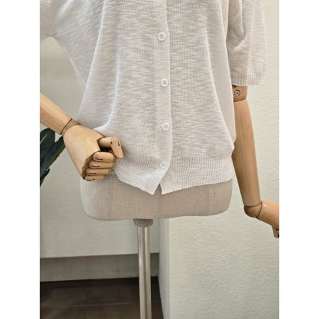 라운드넥 시스루 반팔 가디건