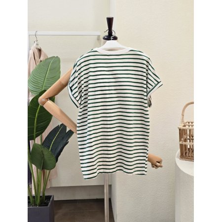 라운드넥 선인장 줄무늬 티셔츠