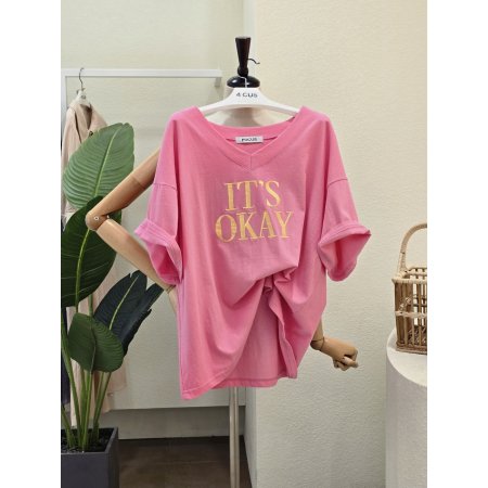 루즈핏 브이넥 레터링 티셔츠