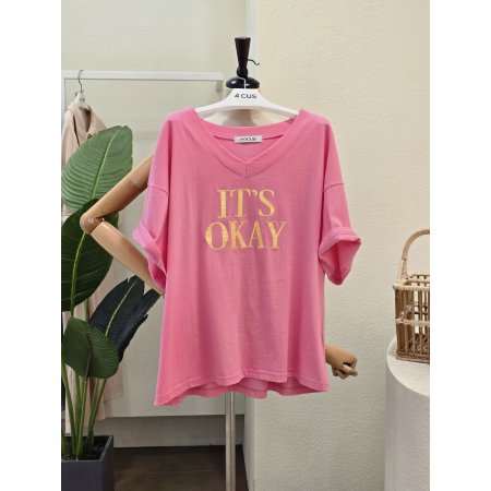 루즈핏 브이넥 레터링 티셔츠