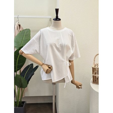 언발란스 스트링 끈 반팔 티셔츠