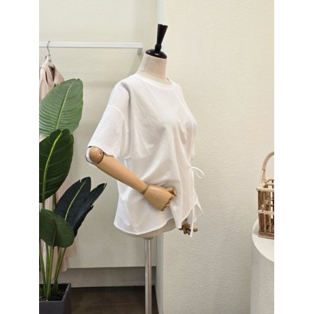 언발란스 스트링 끈 반팔 티셔츠