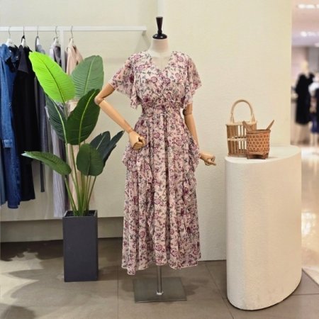 플라워 프릴 쉬폰 원피스