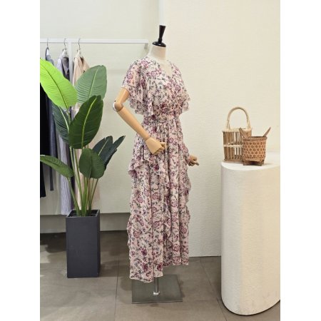 플라워 프릴 쉬폰 원피스