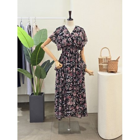 플라워 프릴 쉬폰 원피스