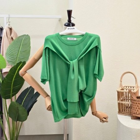 컬러 어깨 숄 니트