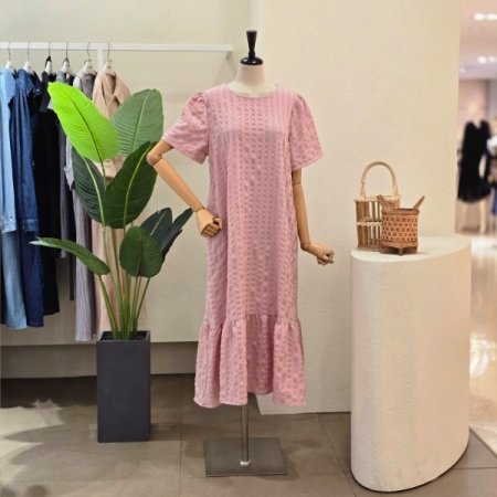 셔링 밑단 롱 원피스