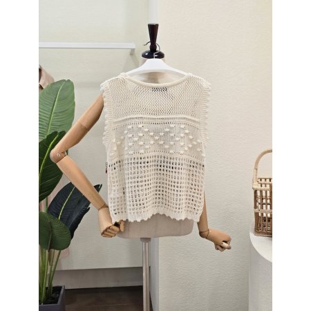 포커스 드롭 주얼리 뜨개 민소매 니트