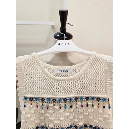 포커스 드롭 주얼리 뜨개 민소매 니트