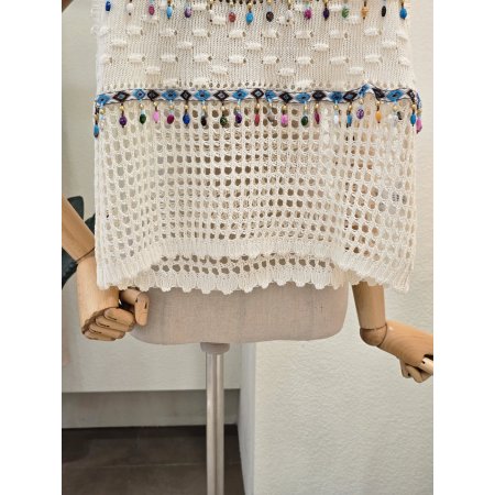 포커스 드롭 주얼리 뜨개 민소매 니트