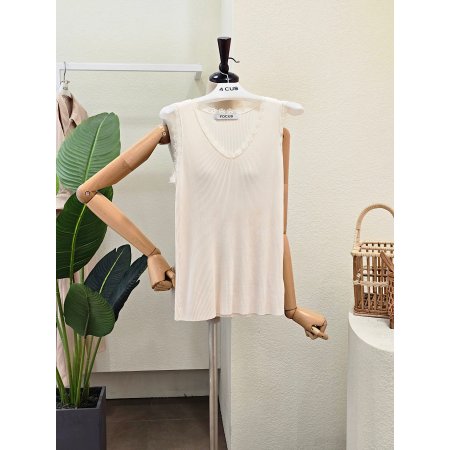 레이스 골지 민소매 니트