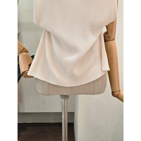 레이스 골지 민소매 니트