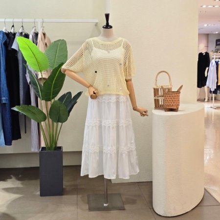 네트 니트 민소매 원피스 세트