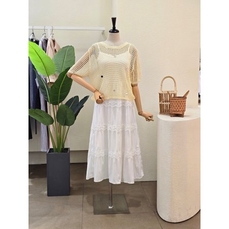 네트 니트 민소매 원피스 세트