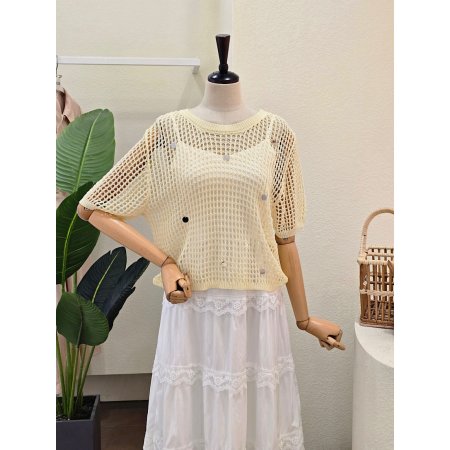 네트 니트 민소매 원피스 세트