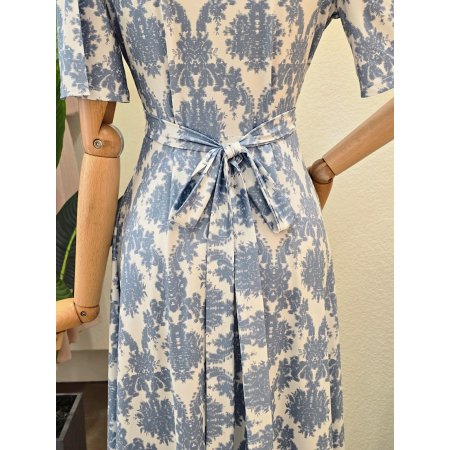 브이넥 패턴 저지 원피스