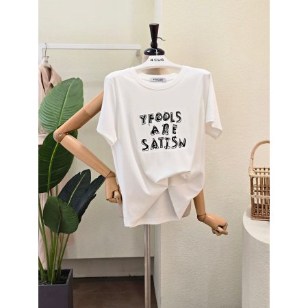 자수 레터링 반팔 티셔츠