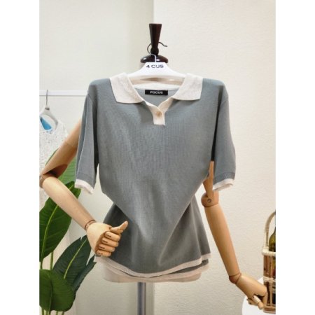 카라 배색 베이직 니트