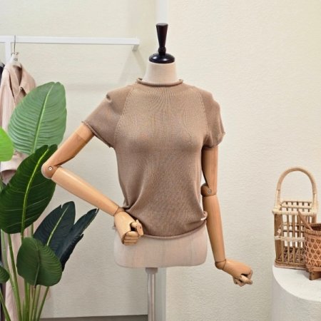 롤 네크라인 썸머 니트