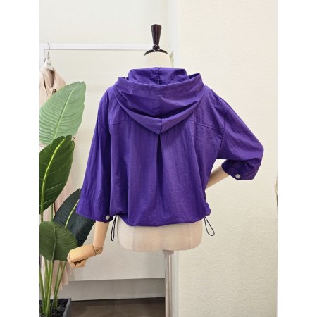 7부 후드 집업 점퍼