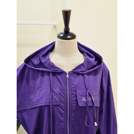 7부 후드 집업 점퍼