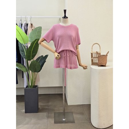 펀칭 니트 스커트 세트