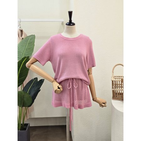 펀칭 니트 스커트 세트