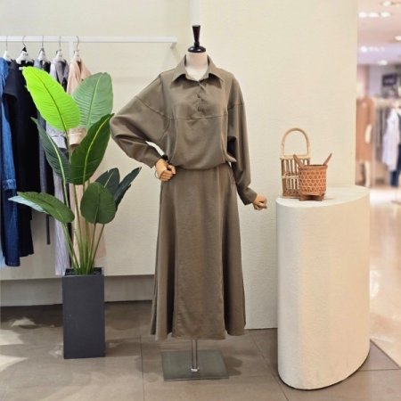 스트링 카라넥 스커트 세트