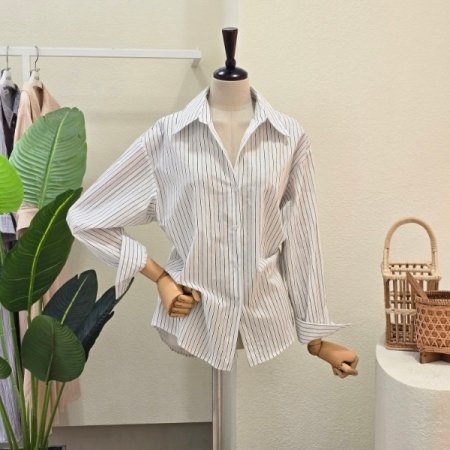 스트라이프 카라넥 셔츠