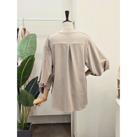 핀턱 7부 라운드 블라우스