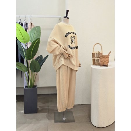 레터링 골지 루즈핏 세트