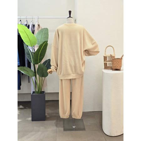 레터링 골지 루즈핏 세트