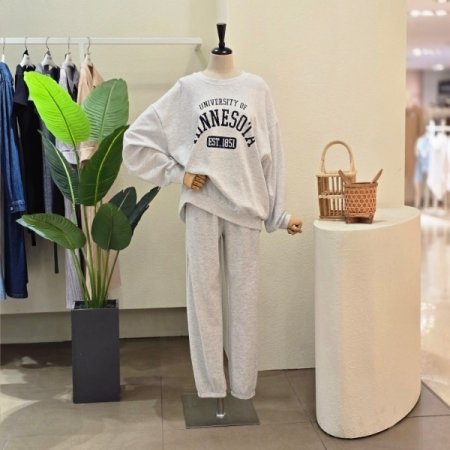 M 레터링 조거 팬츠 세트