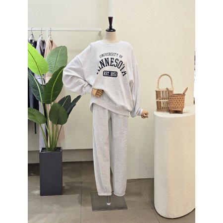 M 레터링 조거 팬츠 세트