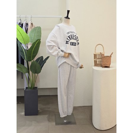 M 레터링 조거 팬츠 세트