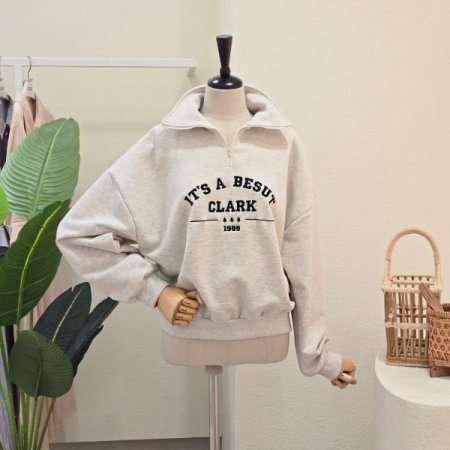 레터링 반집업 맨투맨 티셔츠