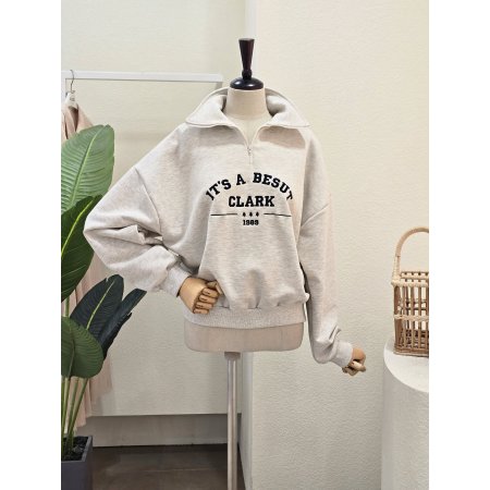 레터링 반집업 맨투맨 티셔츠