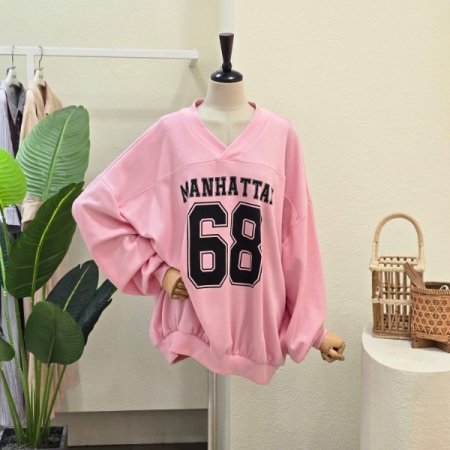 브이넥 루즈핏 맨투맨 티셔츠