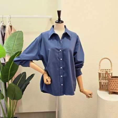 브릭 카라넥 솔리드 셔츠