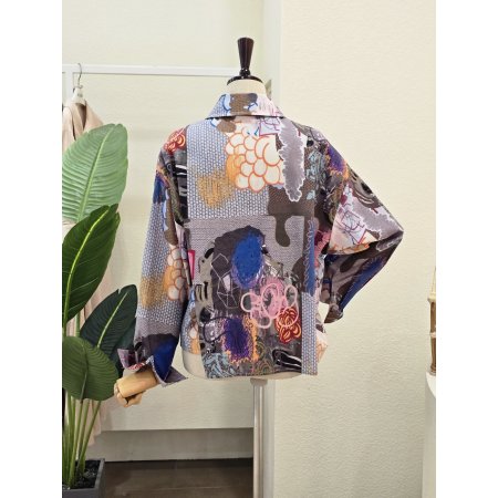 모자이크 패치 카라넥 블라우스