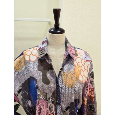 모자이크 패치 카라넥 블라우스