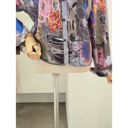 모자이크 패치 카라넥 블라우스