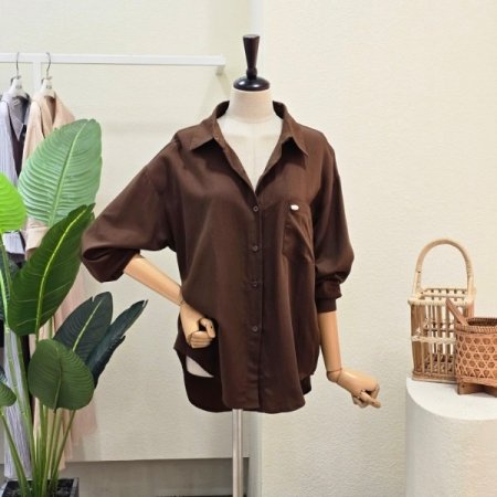 원포켓 레이온 카라넥 셔츠