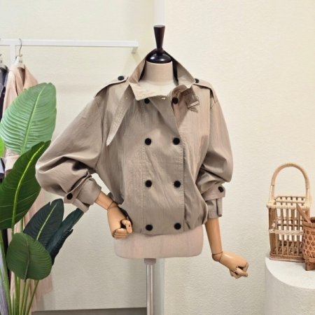 하이넥 더블 트렌치 자켓