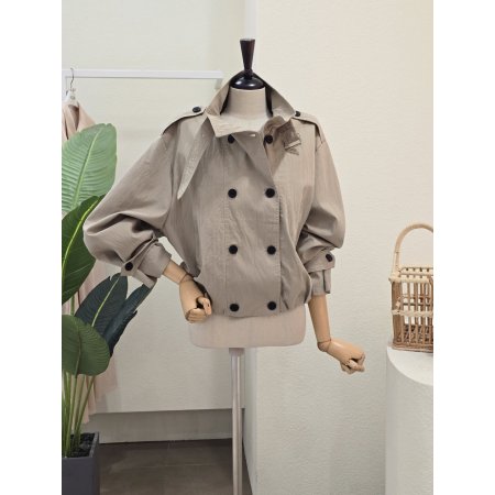 하이넥 더블 트렌치 자켓