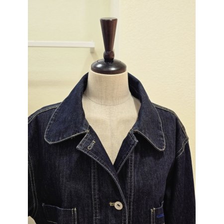투포켓 카라넥 데님 자켓