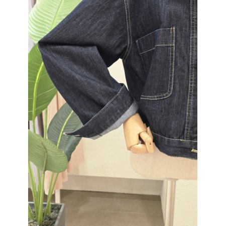 투포켓 카라넥 데님 자켓