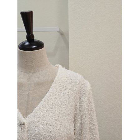 리본 버튼 브이넥 가디건